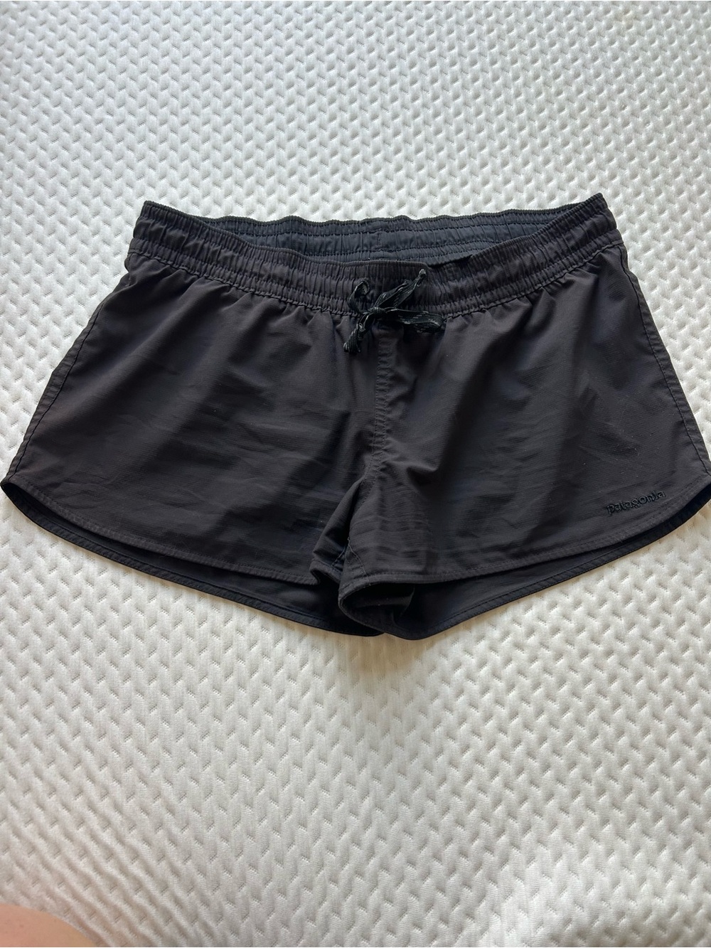 Patagonia Black Athletic Running Shorts with Drawstring Waist
